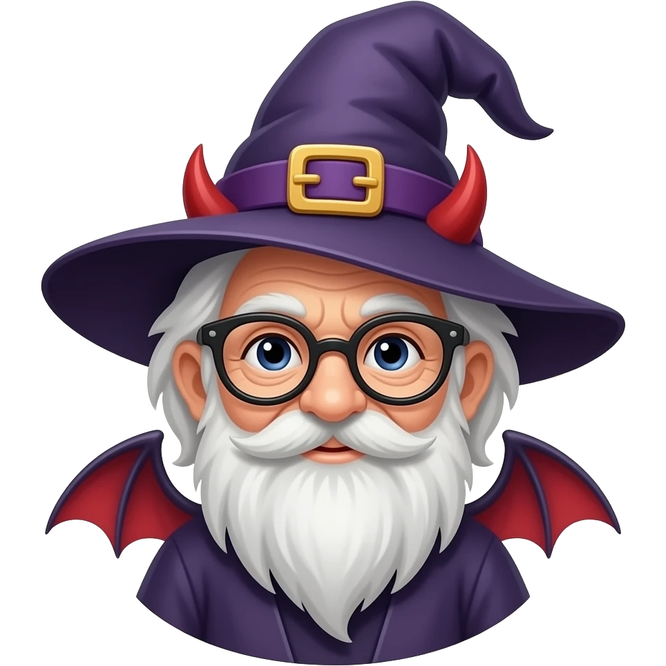 Old witch with cute devil emoji
