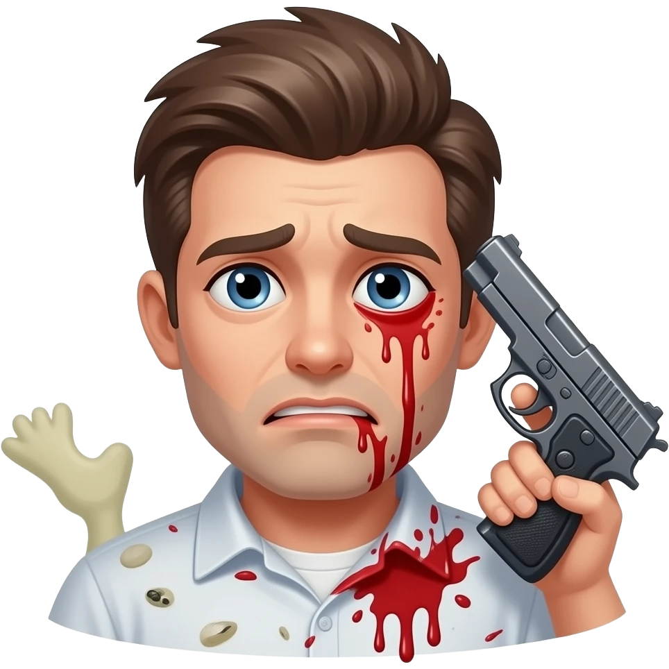 A depresd guy with pistol in his head blood dead emoji
