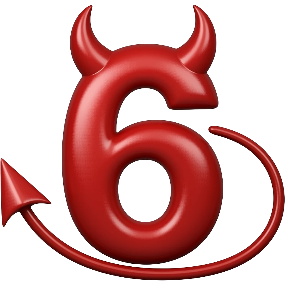 666 With devil tail with devil horns emoji