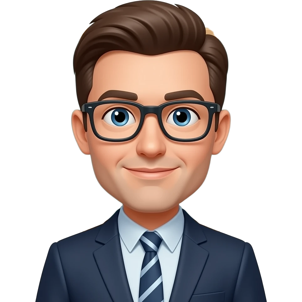 Человек в очках сзади него доска emoji
