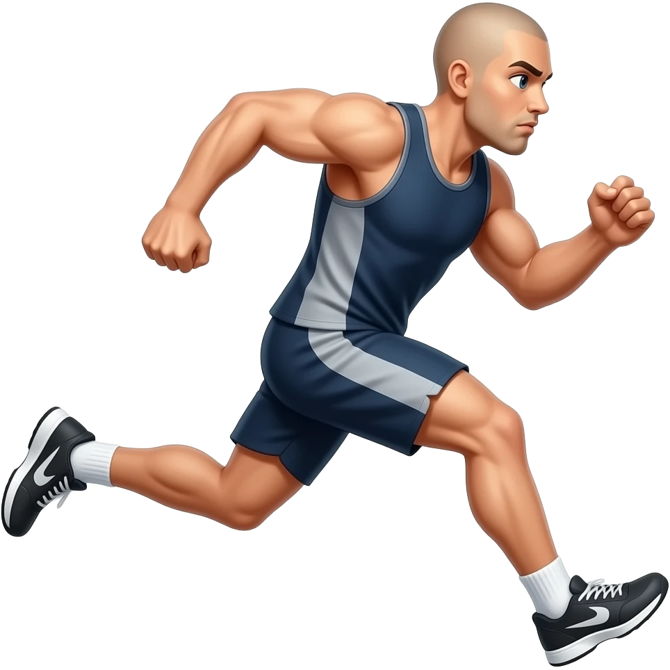 tall bald man running emoji