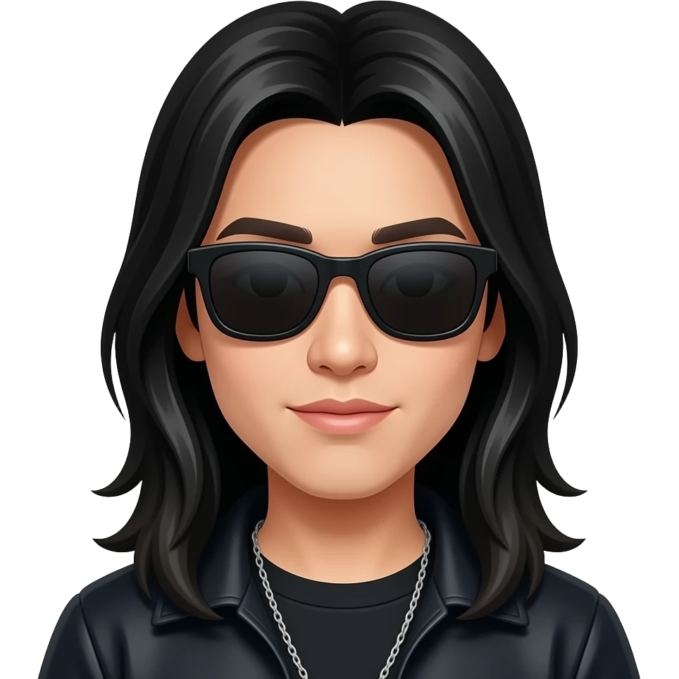 asian dj with long hair black sunglasses emoji