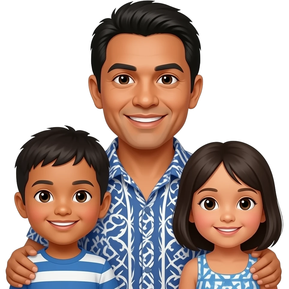 Tongan parent with 2 young children emoji image family emoji