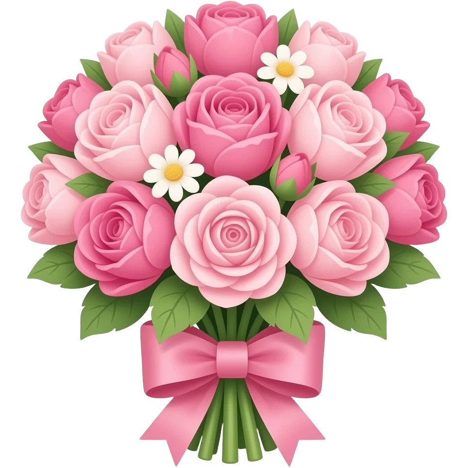 pastel pink flowers bouquet huge with a pink bow emoji