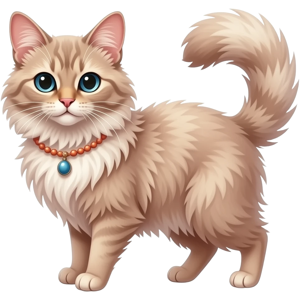 Fuzzy slim oriental feathery long-haired beaded mane cozy rosy aesthetic feathery Rosy beautiful emoji