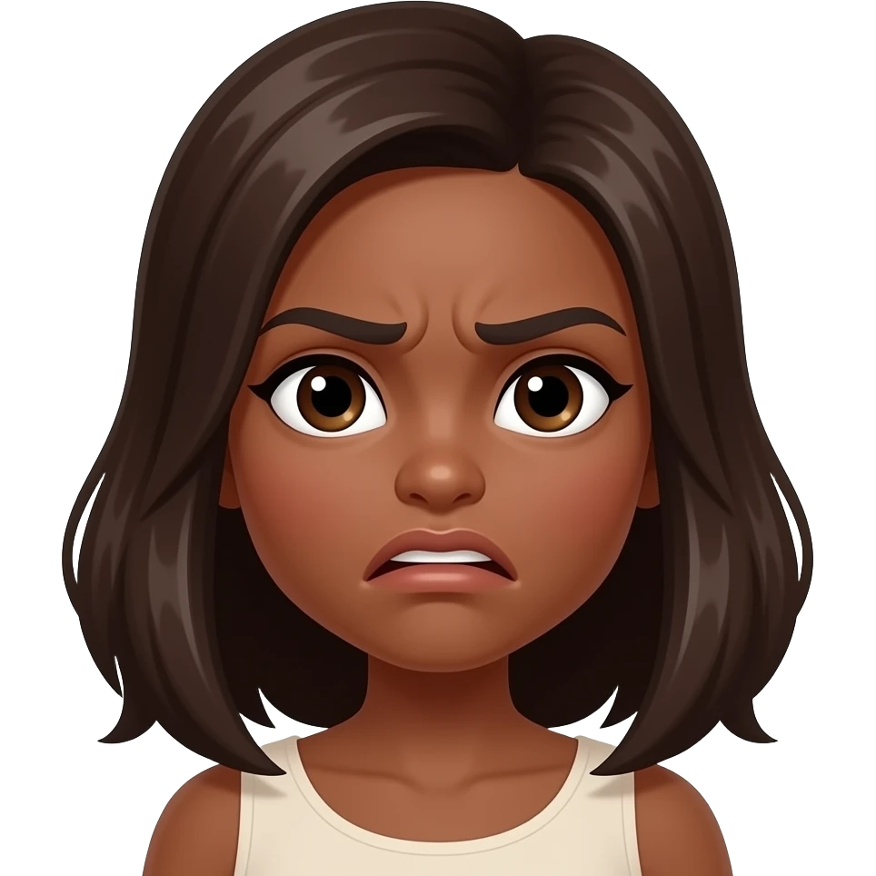 Stank disgusted face make it a brown skin girl emoji