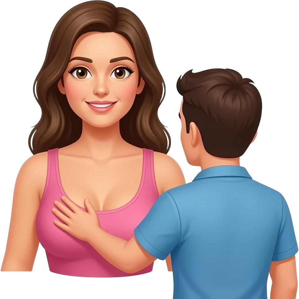 男人從後方申手向前撫摸大胸女性的胸部 emoji