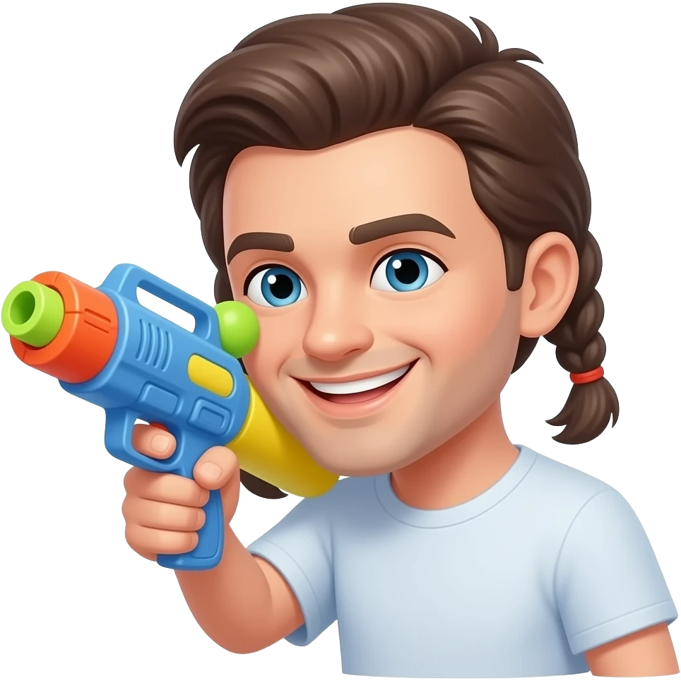 Emoji smile with water gun to head emoji