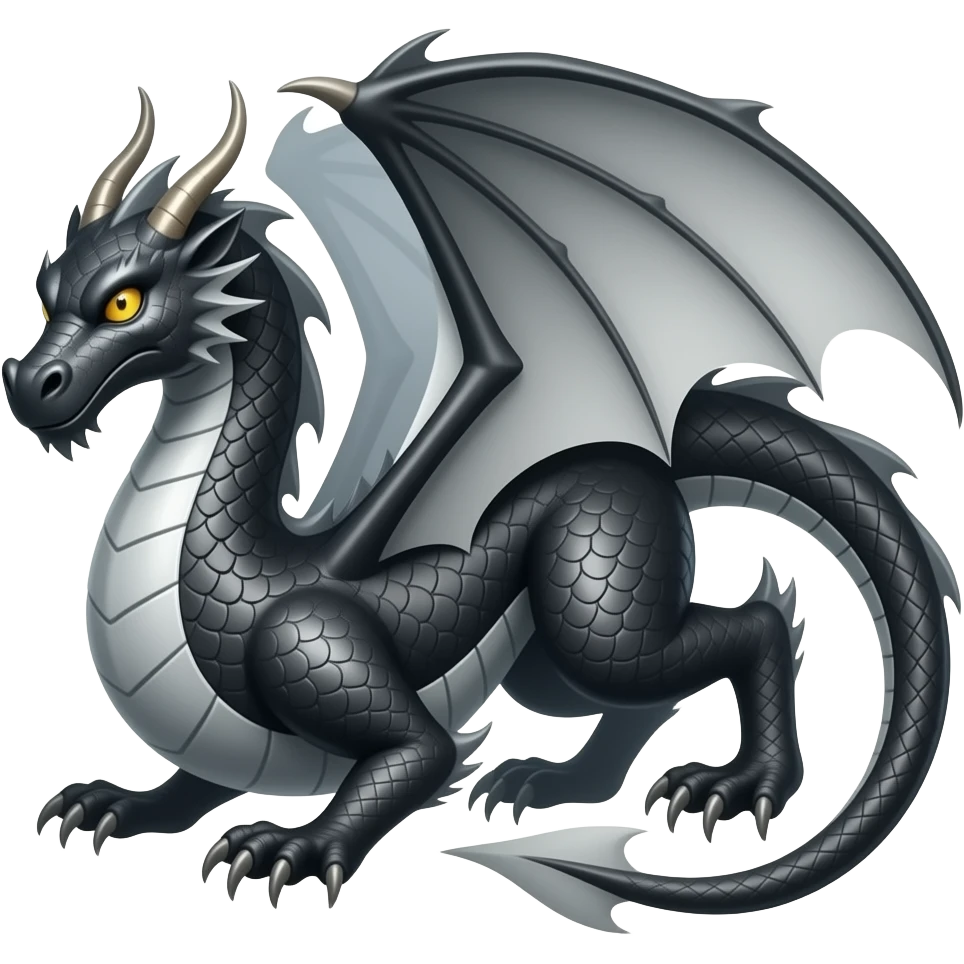 Black and silver badge dragon in the middle emoji