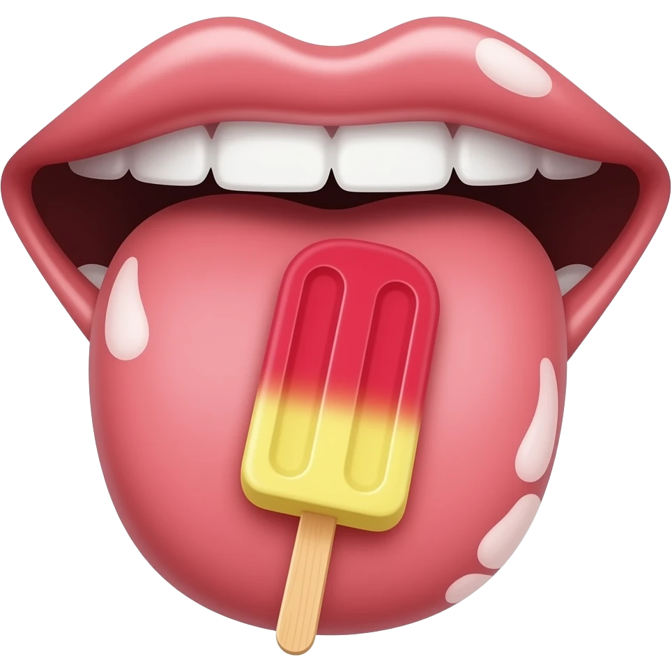 Lengua saboreando una paleta de helado emoji