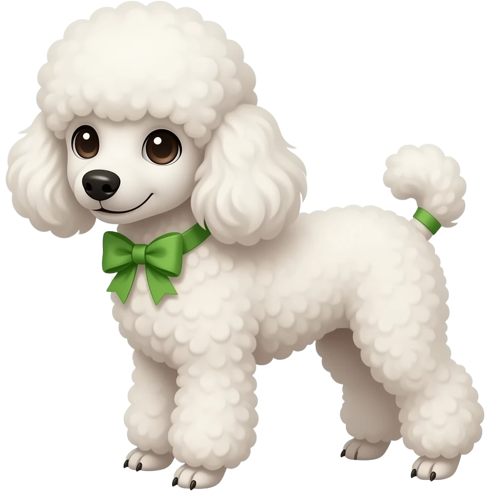 Poodle with green bow, half body emoji