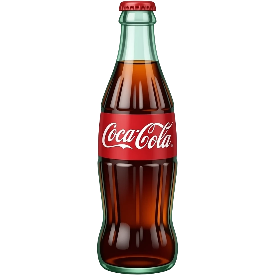 Classic glass Coca-Cola bottle with red label. Classic emoji, subtle ...