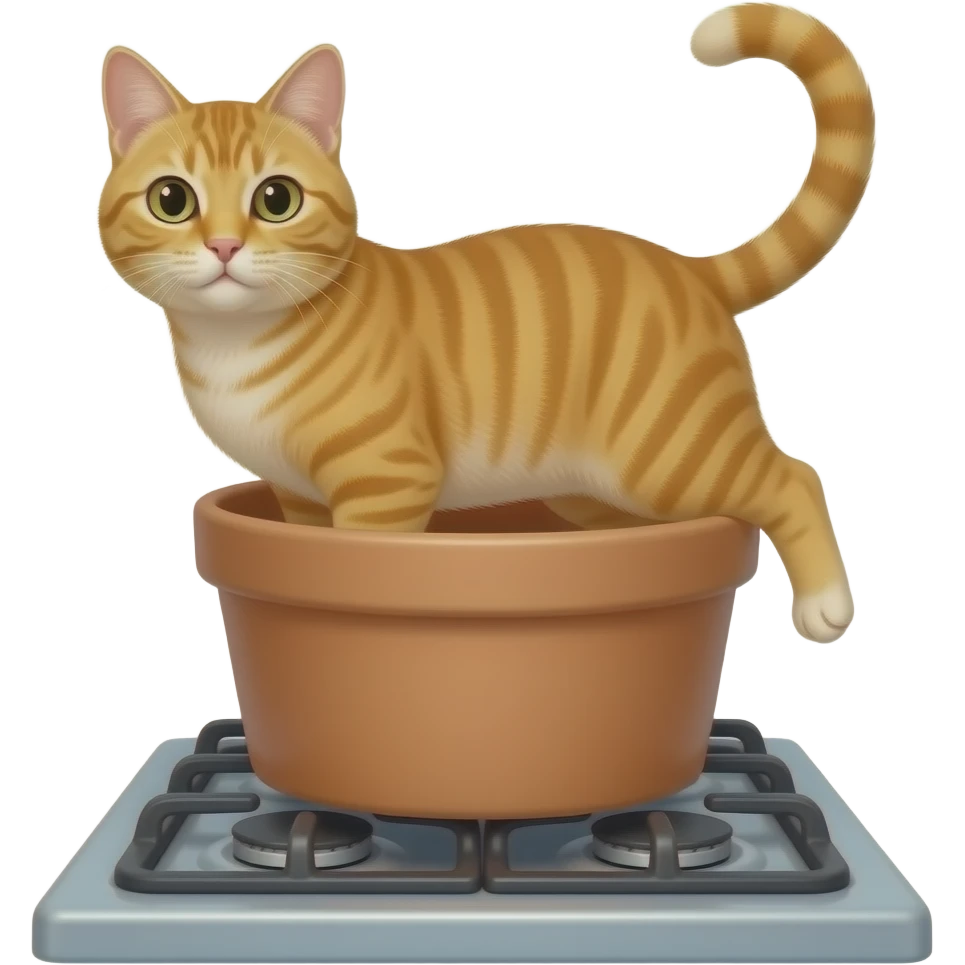 cat in a pot on the stove emoji