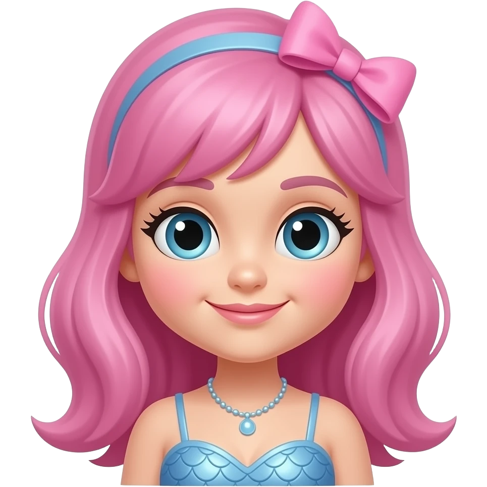 a pink mermaid with a bow on the head emoji