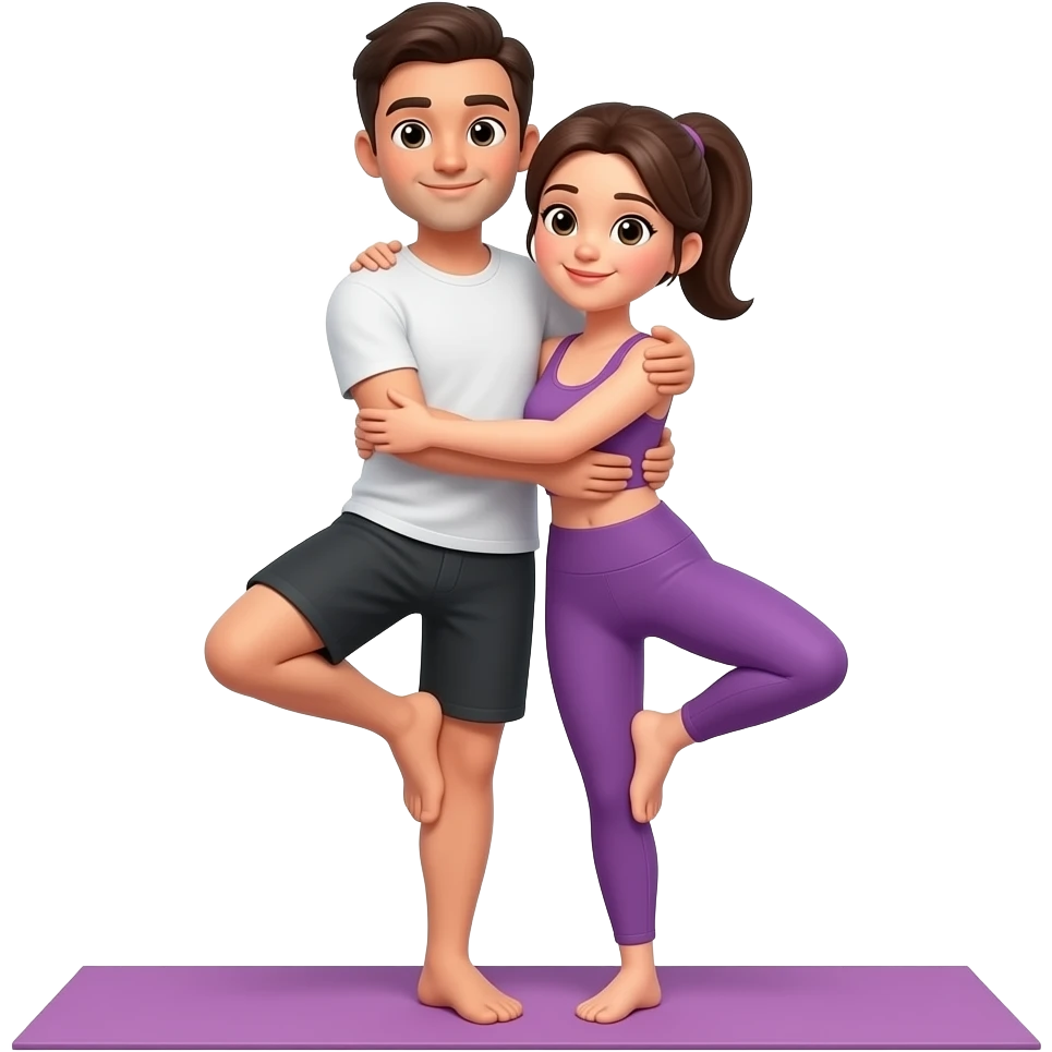 любовь в рамках  обнимаются йога мужчина и женщина emoji
