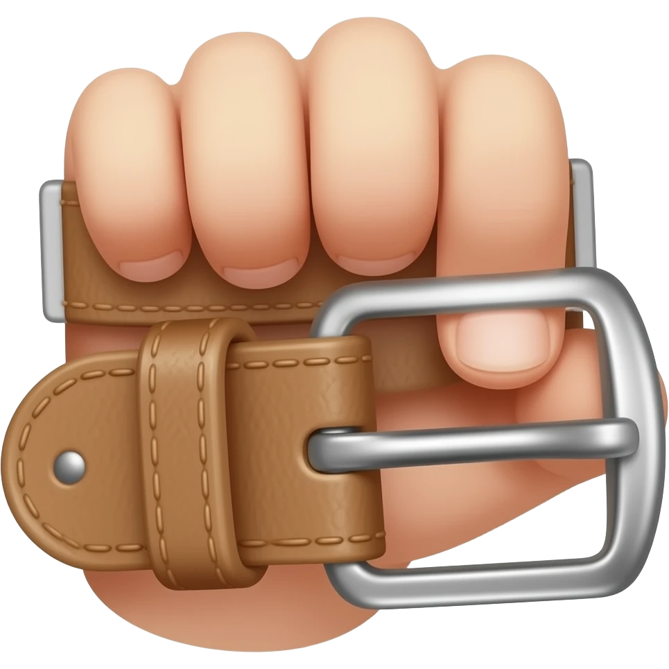 Leather belt in a hand emoji