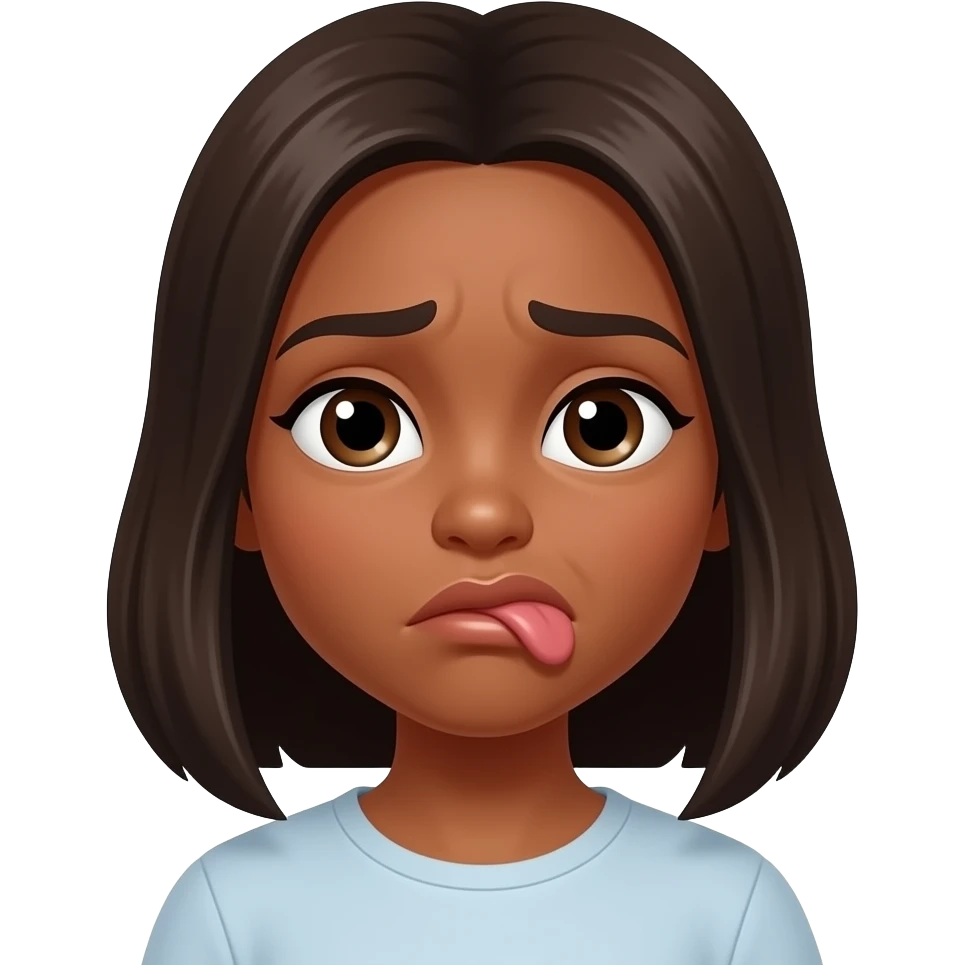 Stank face make one side of lip up in disgust make it a brown skin girl emoji