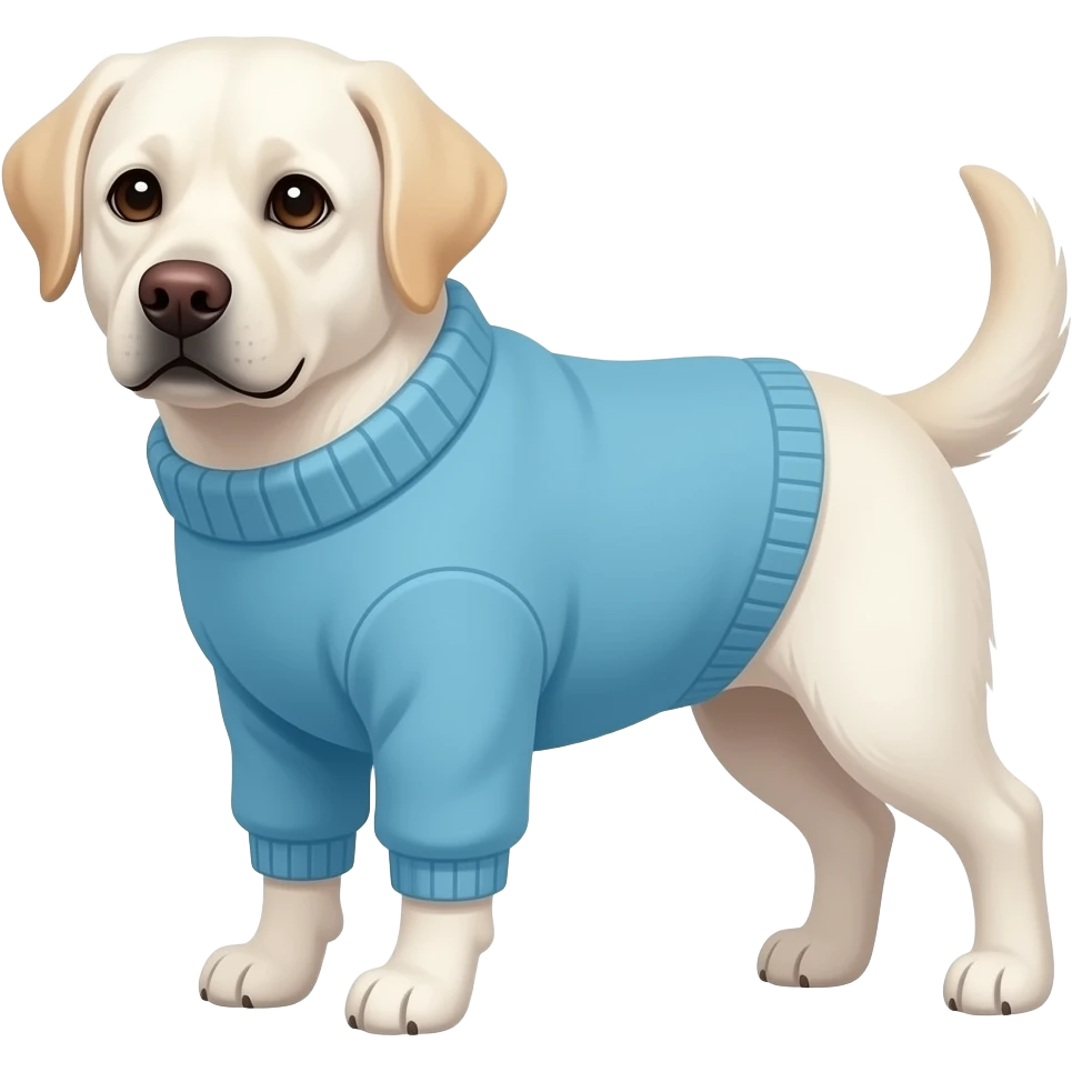 white labrador dog with a light blue sweater emoji