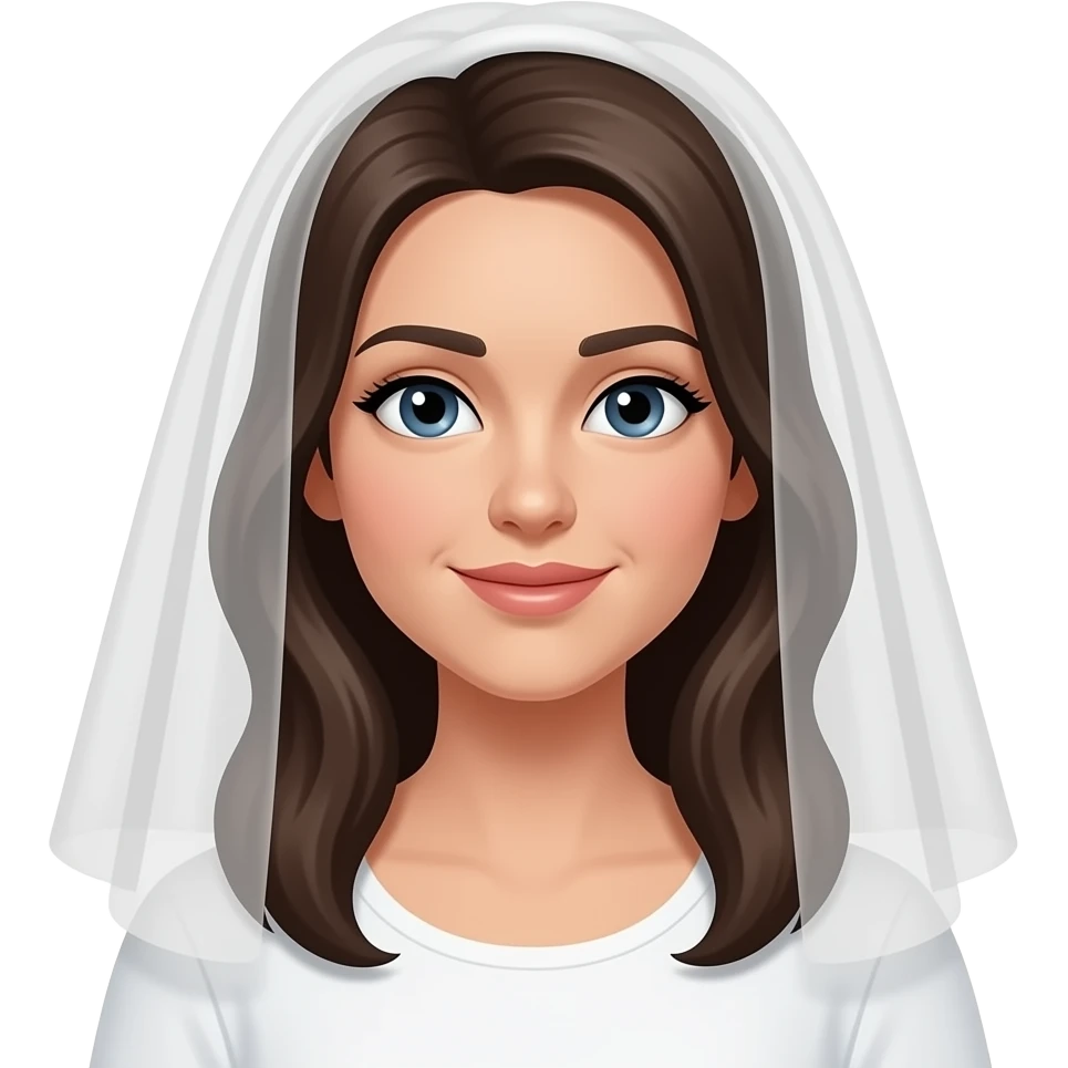 Create high-quality glossy emojis with a vibrant modern style.Make the emojis look premium, shiny, and eye-catching with bright highlights, smooth gradients, soft reflections, and glowing details. Woman With Veil decent  emoji emoji