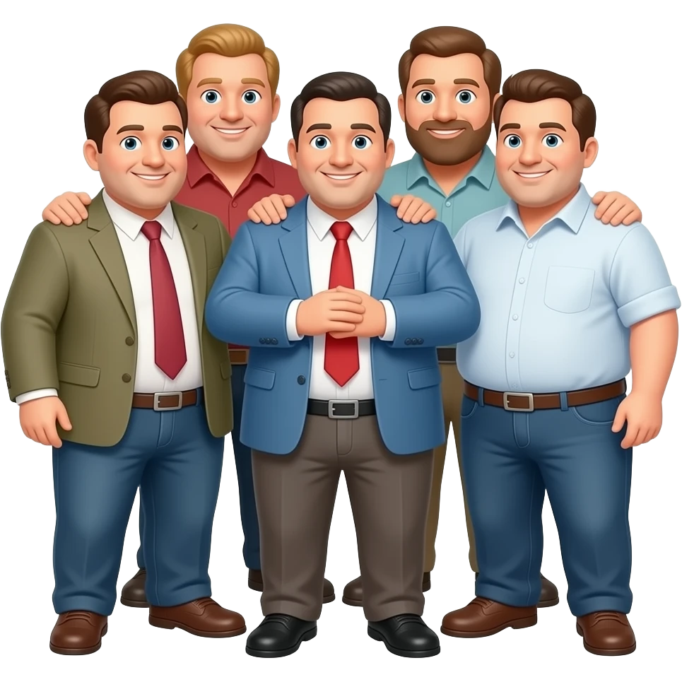 Fellow fat men sharing common bond emoji