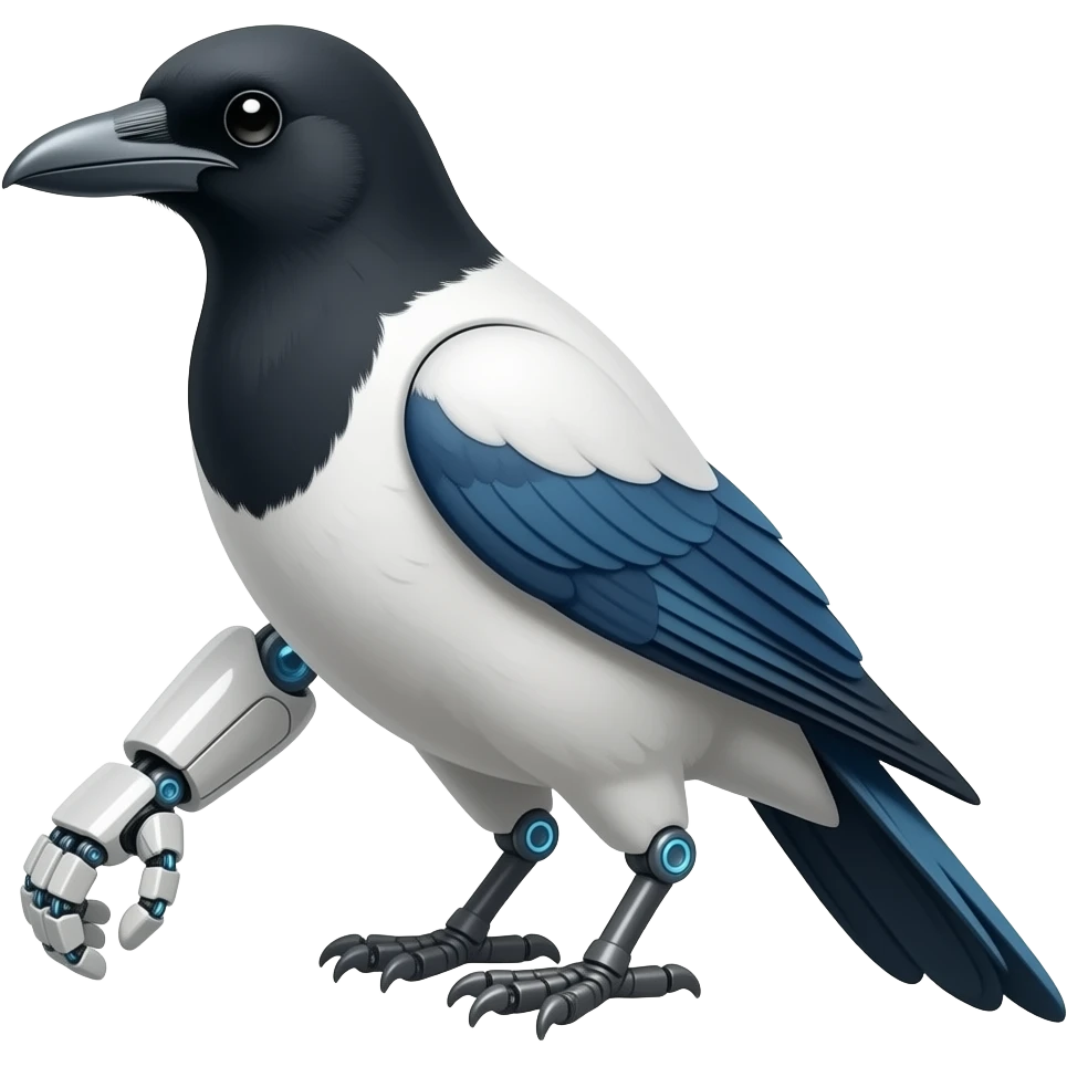A robot Magpie AI engine emoji