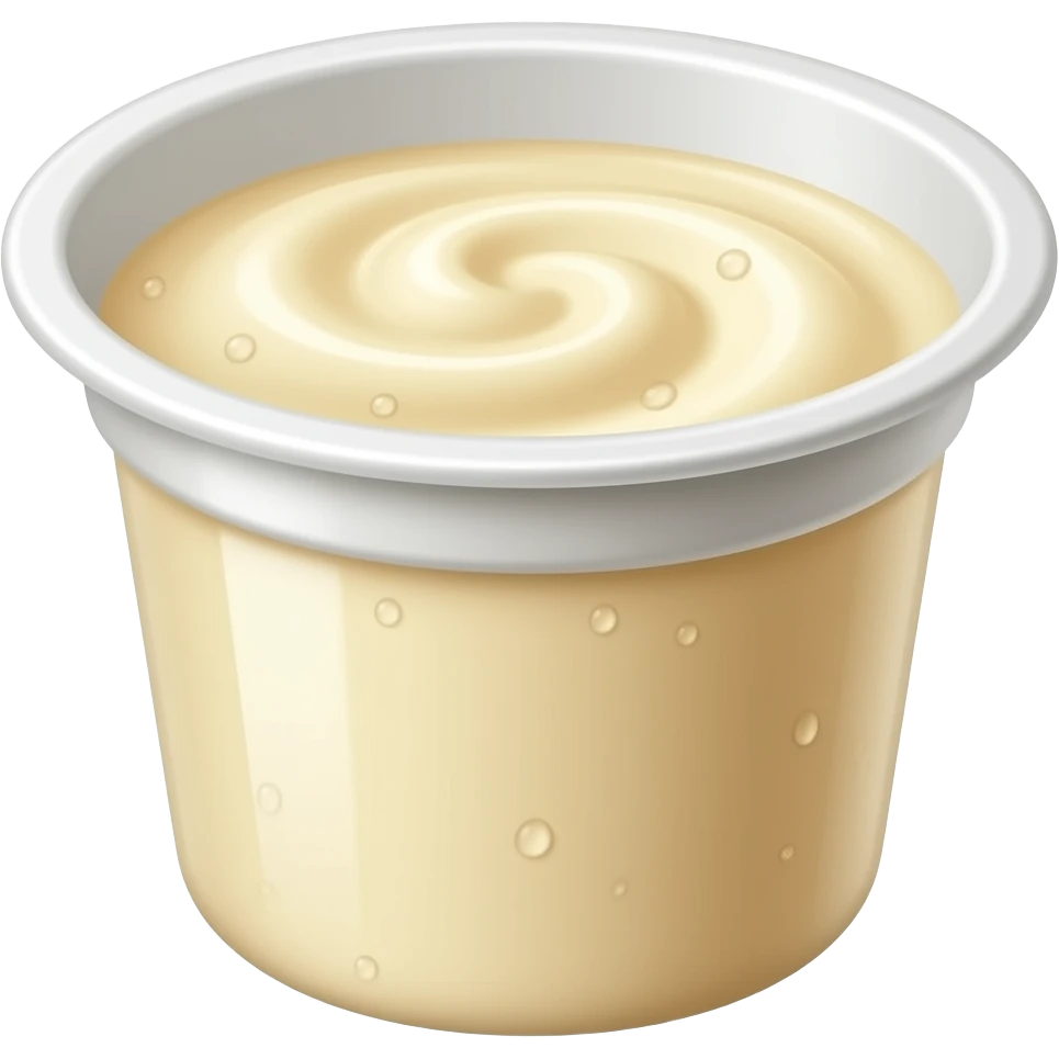 classic plastic pudding cup filled with vanilla pudding emoji
