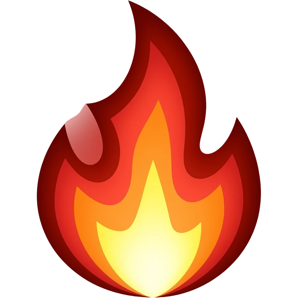 Dark red color fire glow emoji
