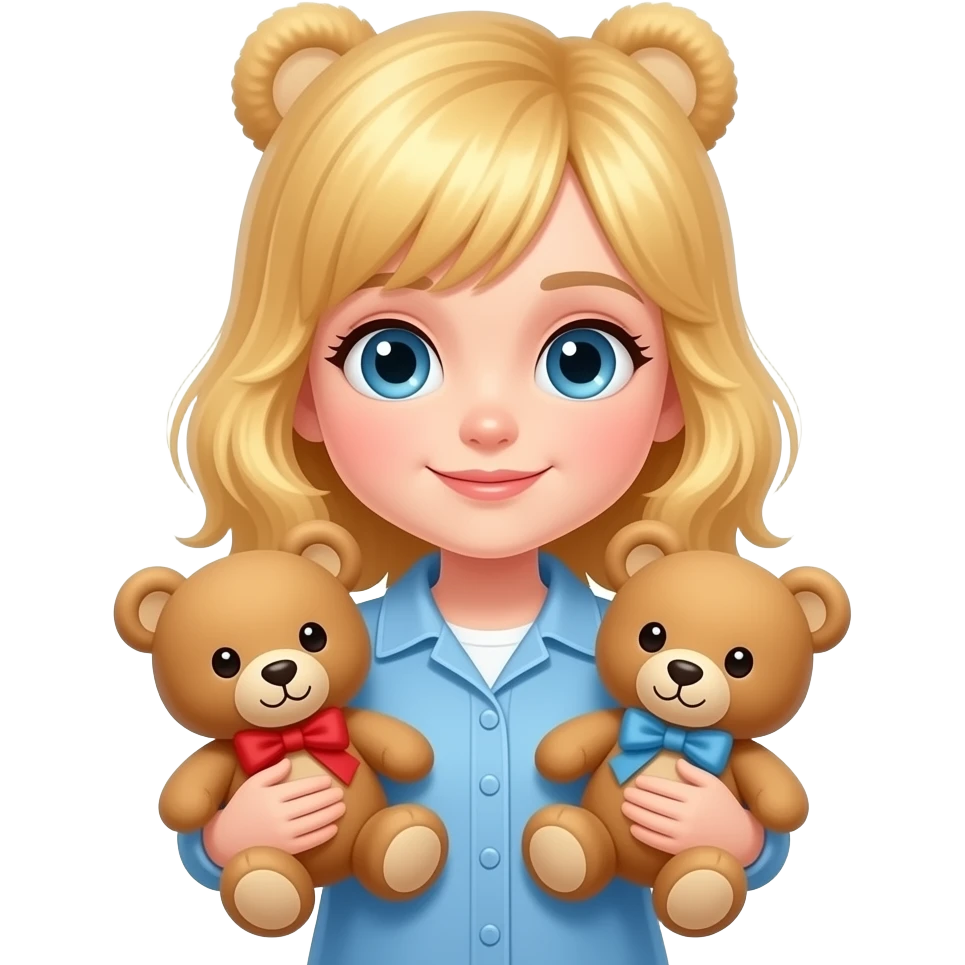 blond cute girl holding teddy bears emoji