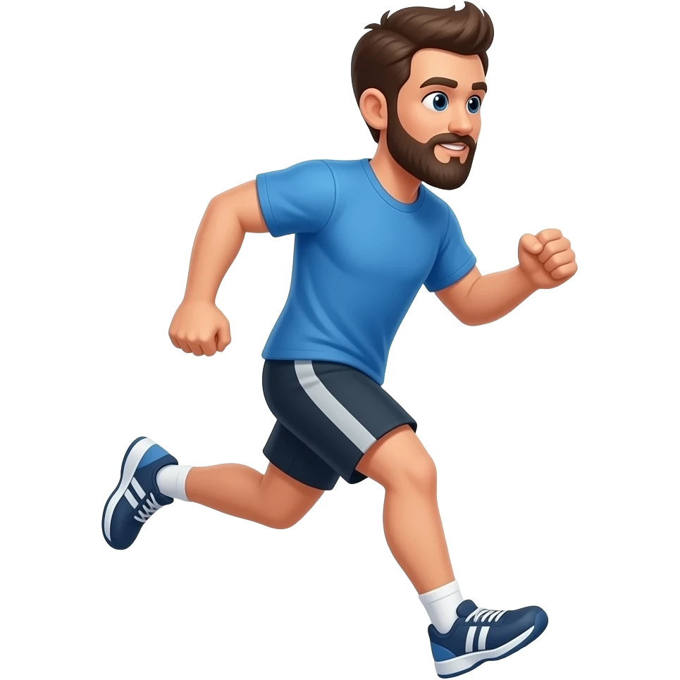 Guy with beard running emoji