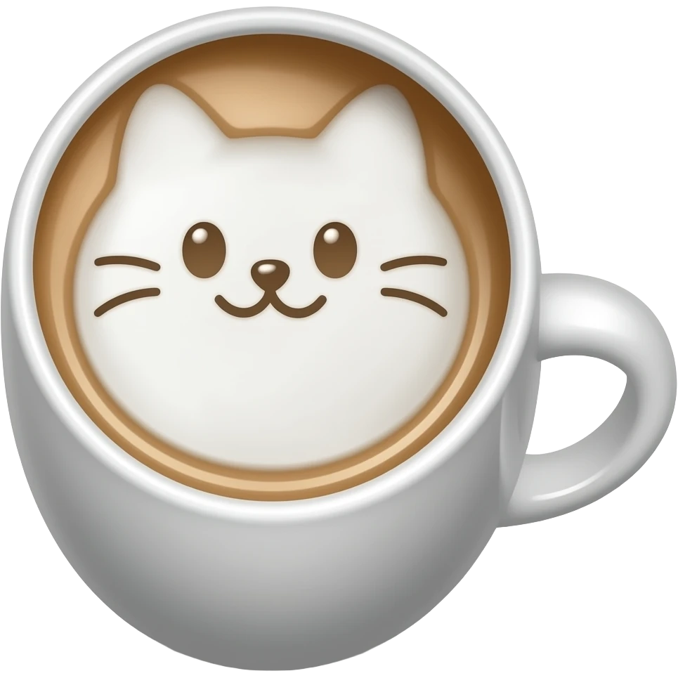 coffee cup with a cate face in the foam emoji