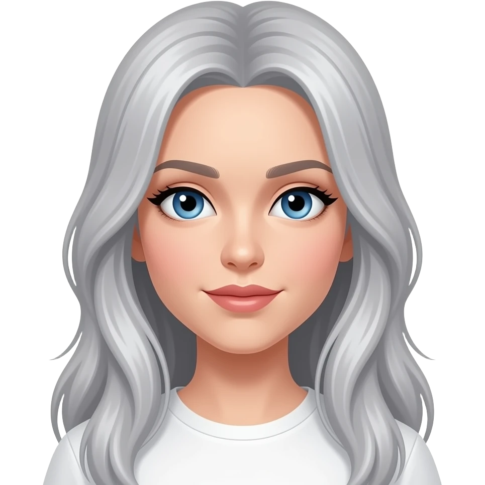 Long Gray light hair taichi blue eye lady emoji