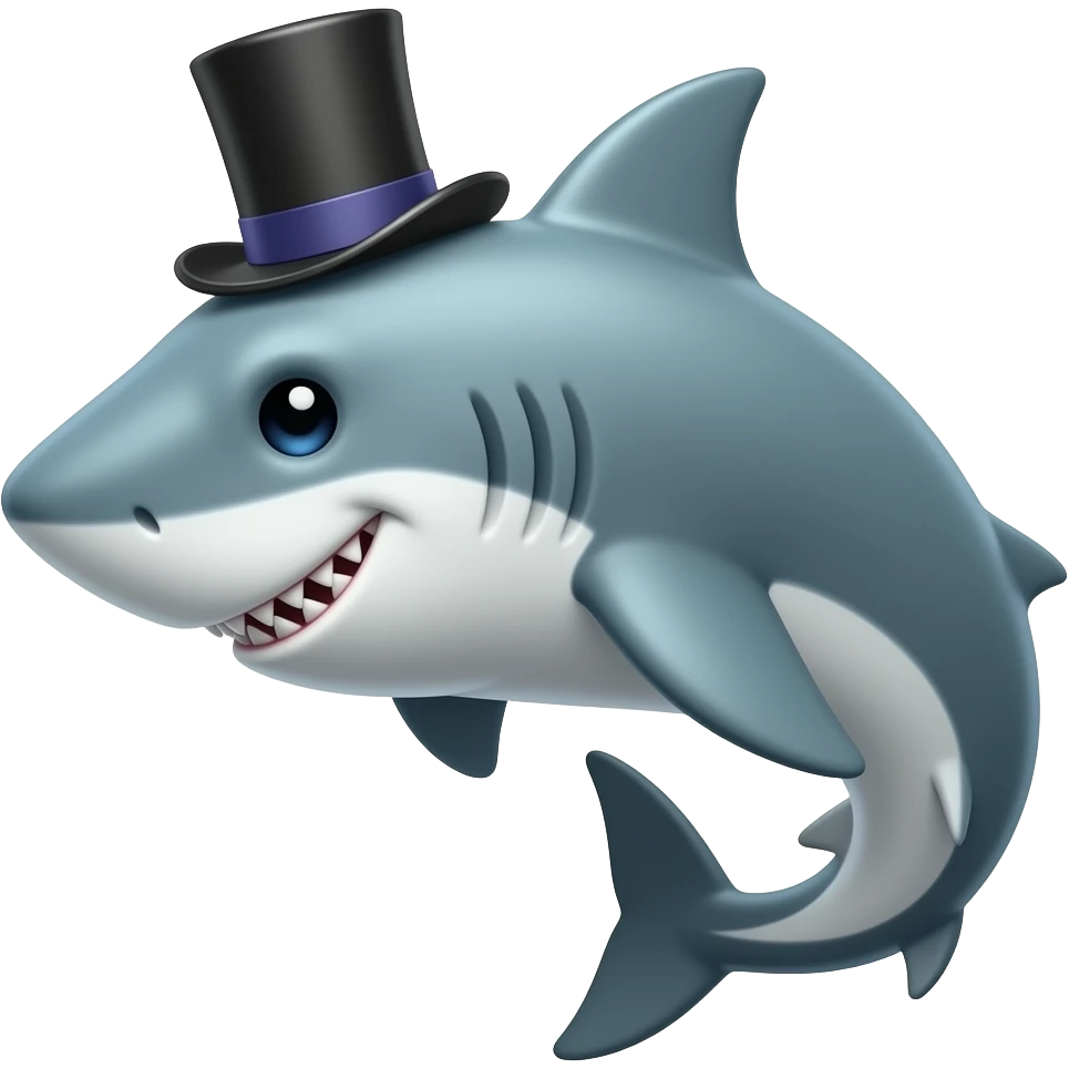 Shark with a top hat emoji