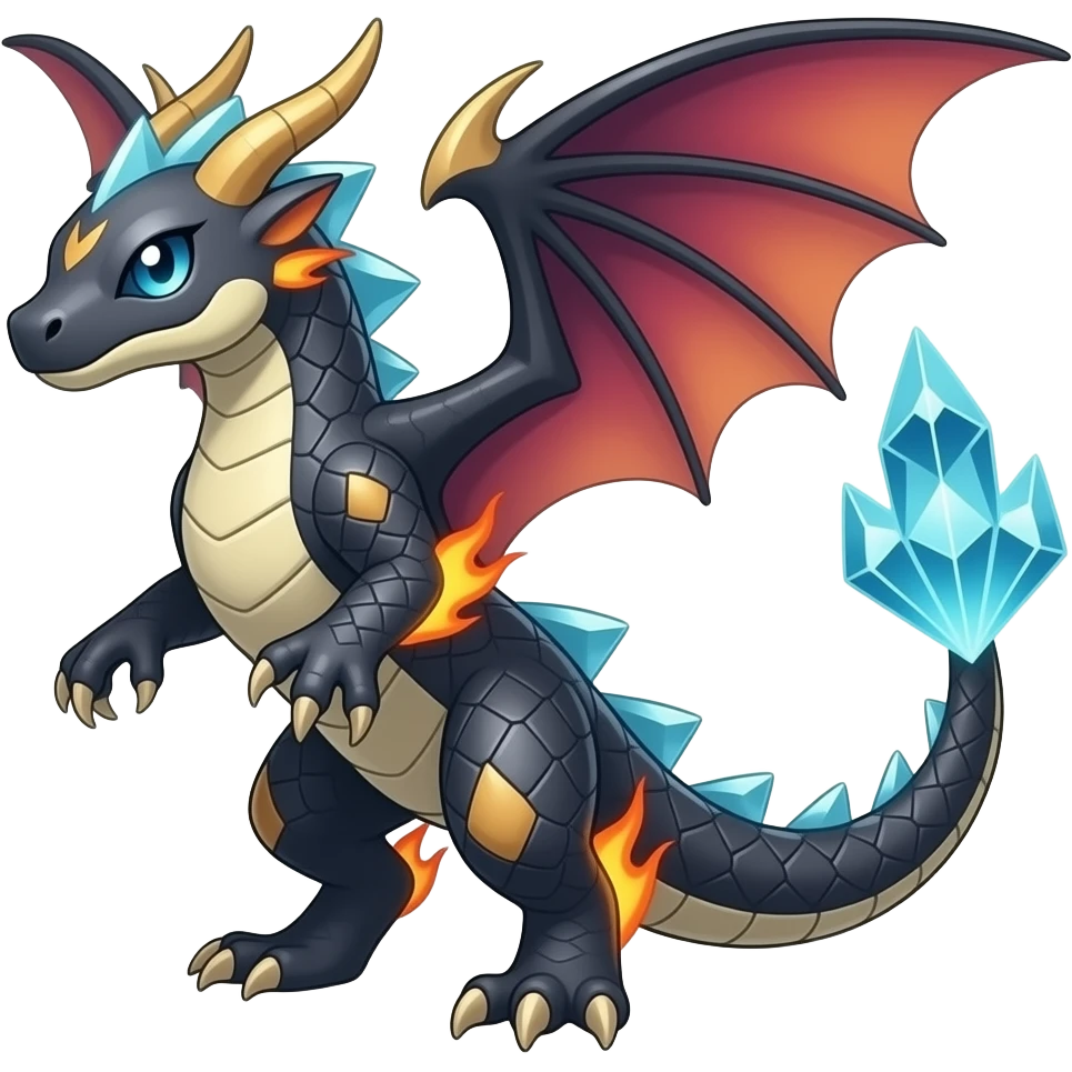 Salandit-Salamence-Darkrai-Dialga-Kyurem-Larvitar-Axew-Milotic-Fakemon-hybrid emoji