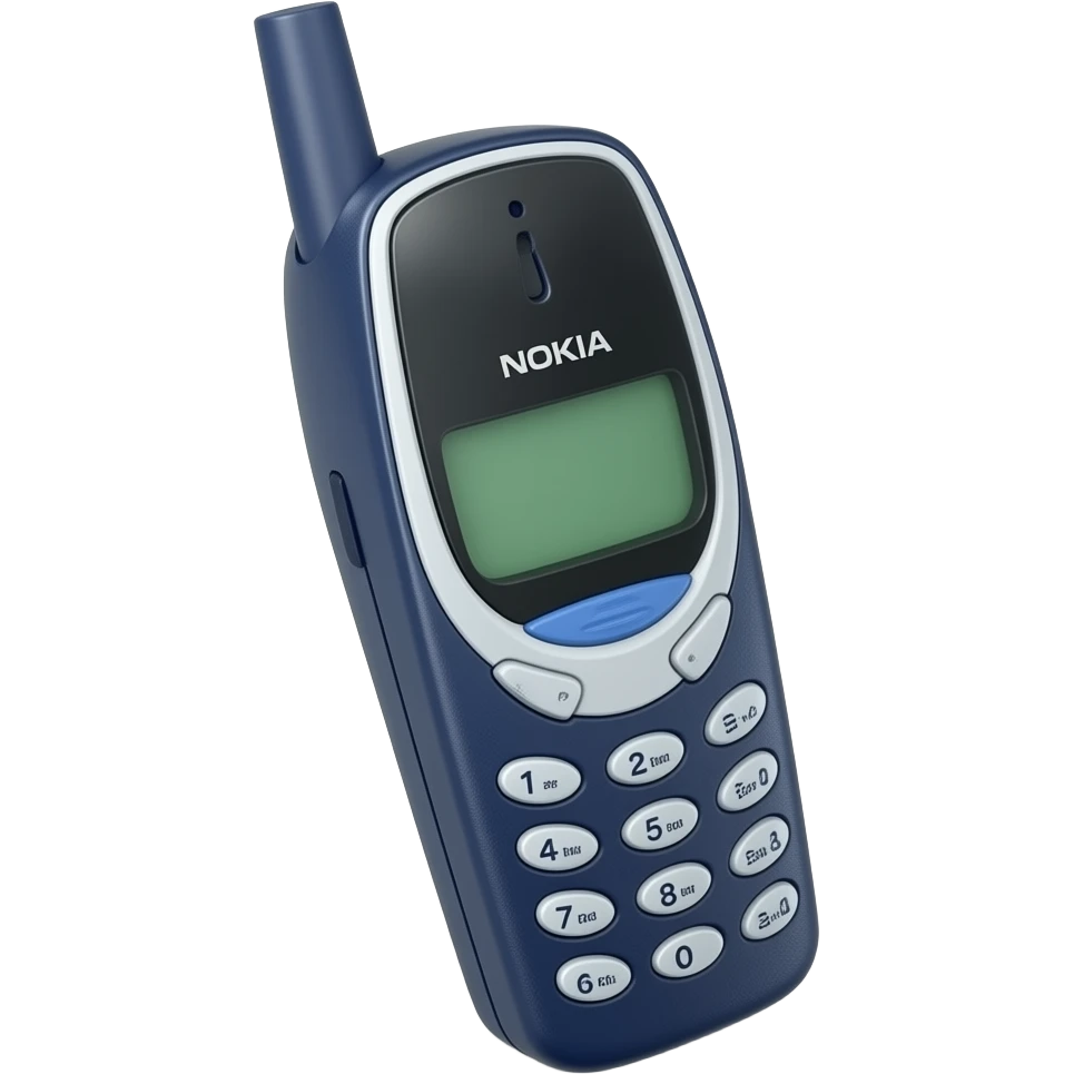a 1980's style nokia mobile phone with antenna emoji