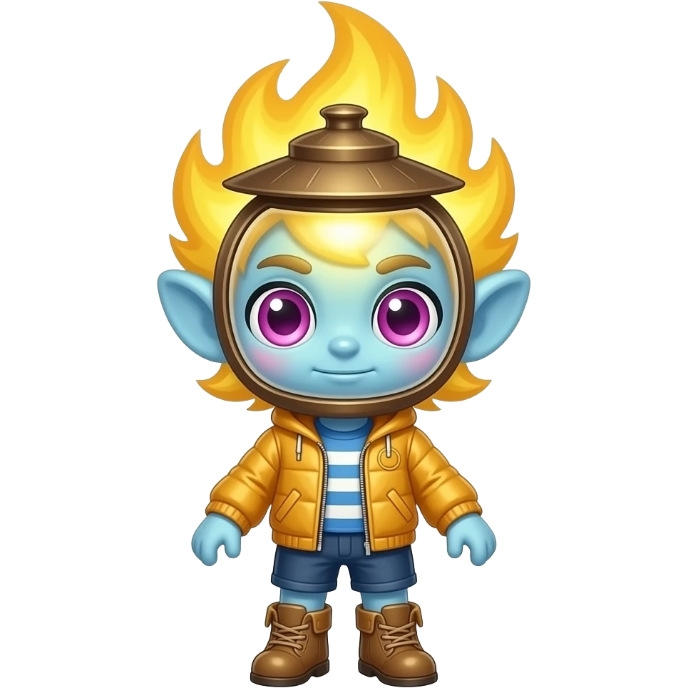 Full-body entity named Lumzari with a huge lantern-shaped head, tiny ...