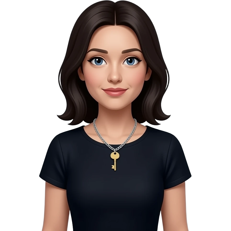 woman wearing a necklace with a key on it emoji