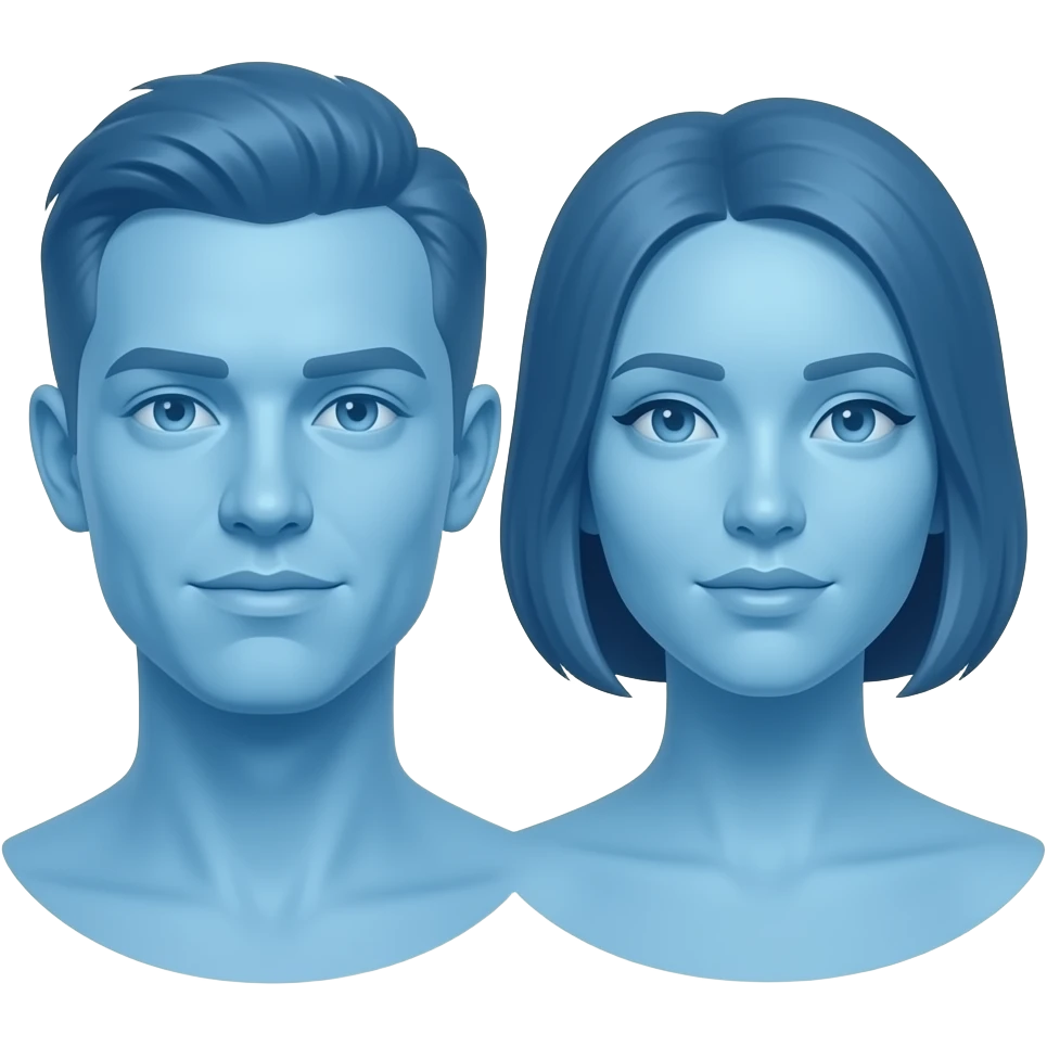 Friends, two abstract, sky blue emoji