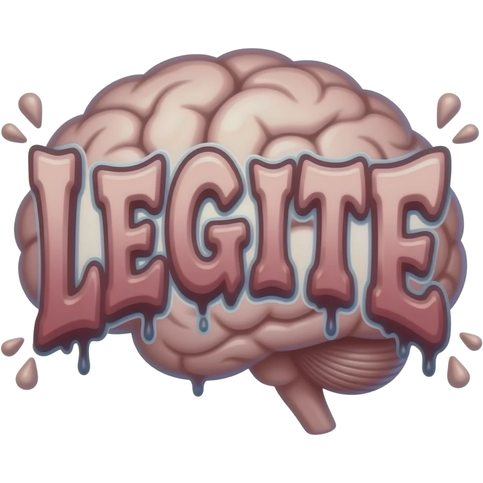 cursed twitch text emote, “LEGITE” in stretched chaotic font, brainrot aesthetic, transparent background, funny sarcastic vibe emoji
