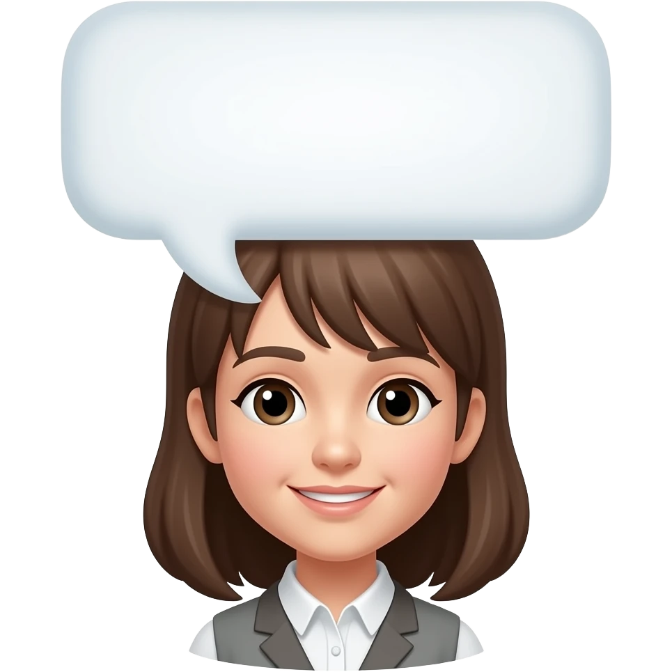 Girl with a speaking bubble above her emoji