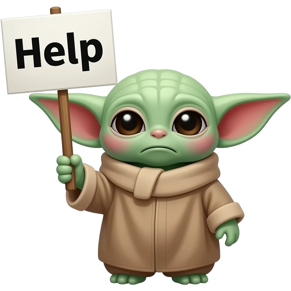 grogu stressed holding up a help sign emoji