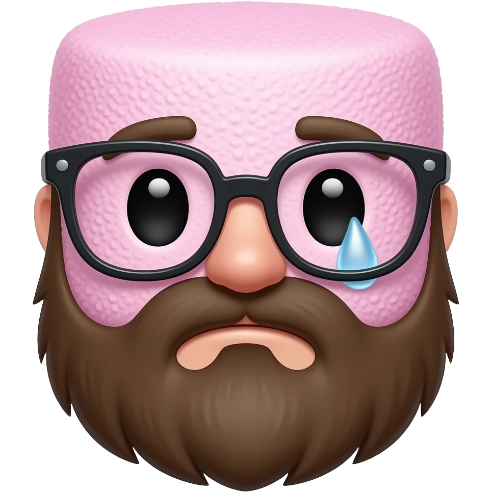 crying marshamallow with a brown beard and glasses emoji