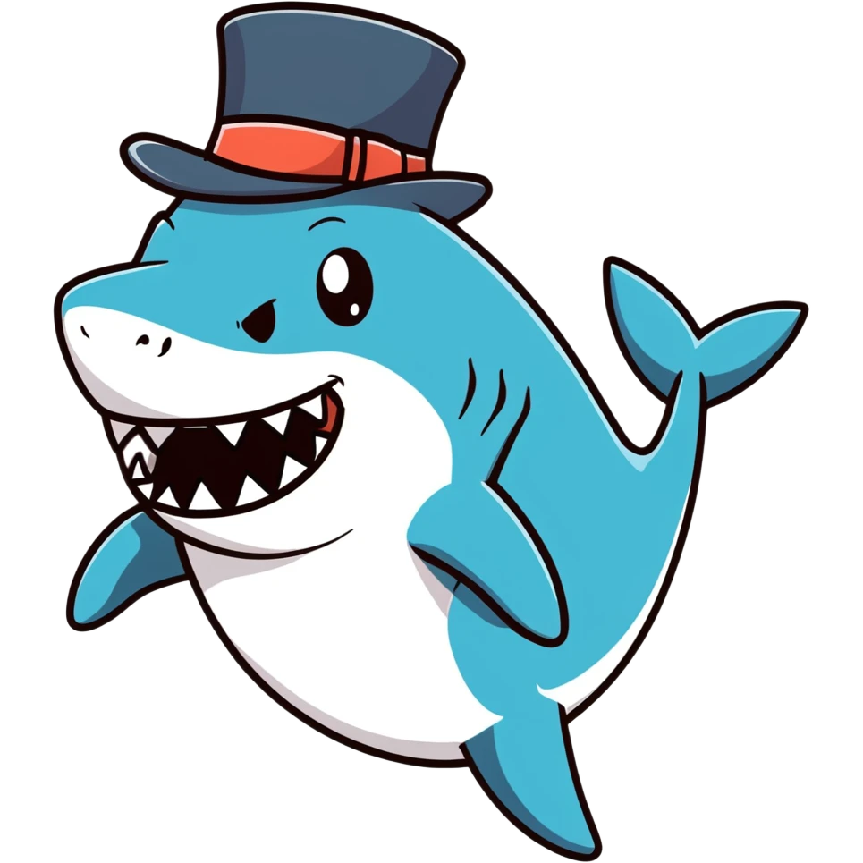 Shark with a top hat emoji