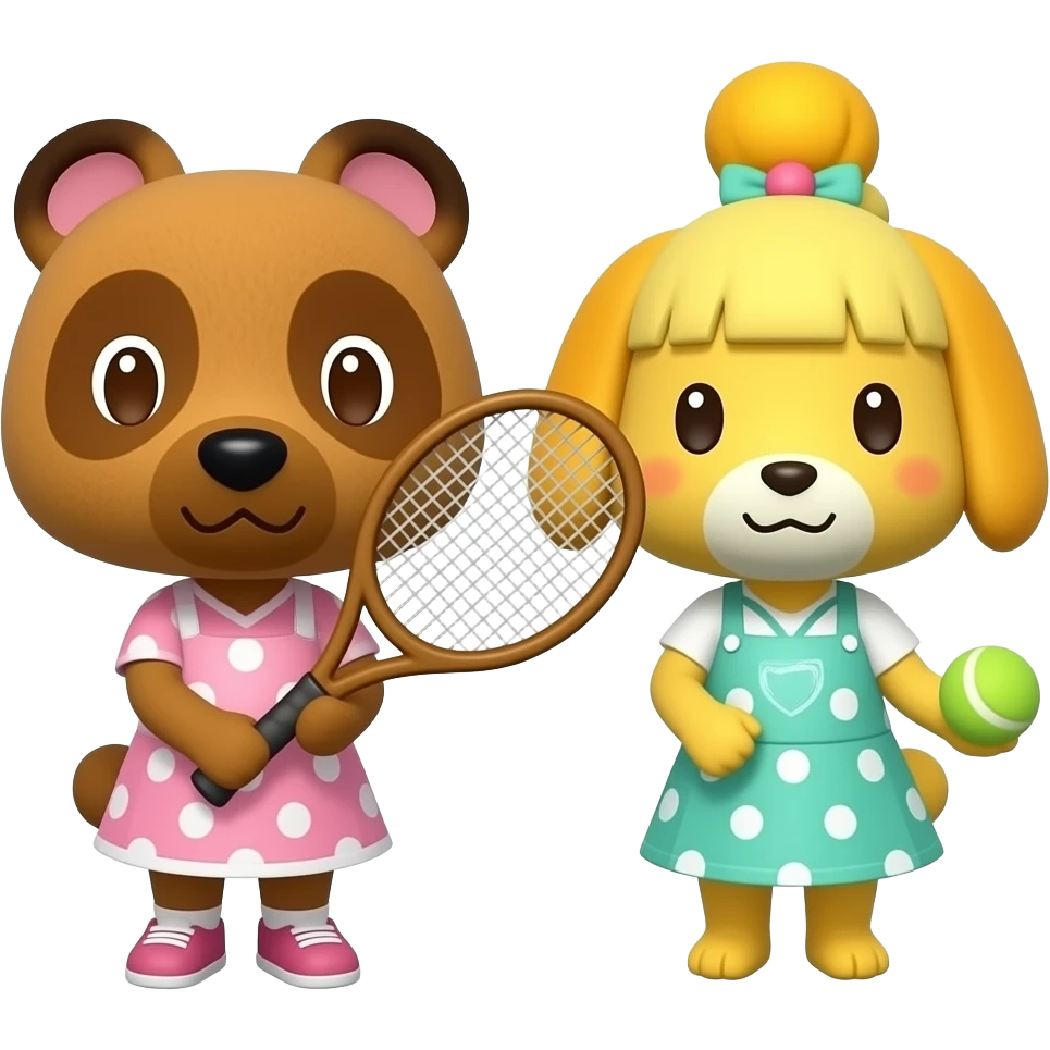 carmen and cally from animal crossing playing tennis emoji
