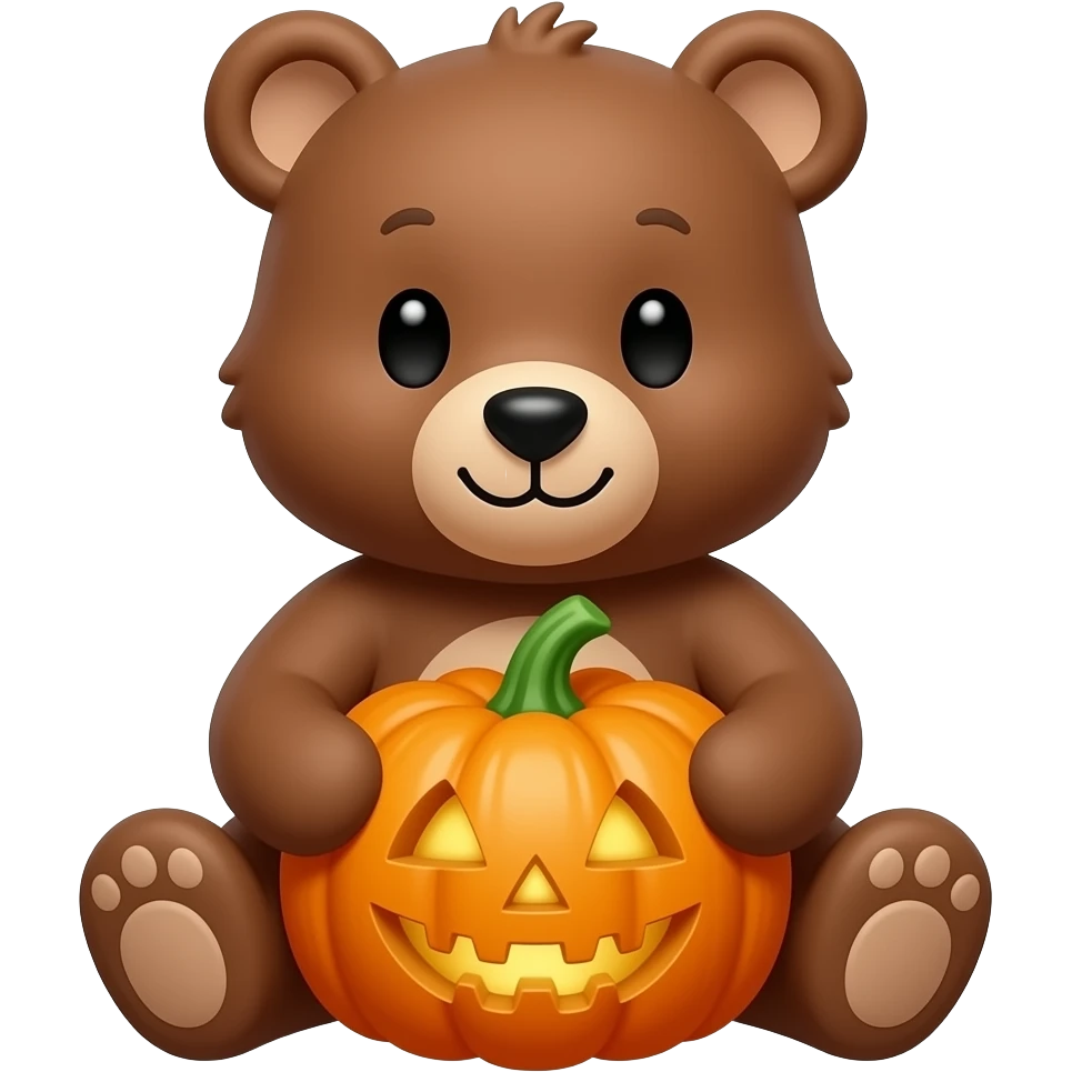 маленький медведь сидит с тыквенным пирогом emoji