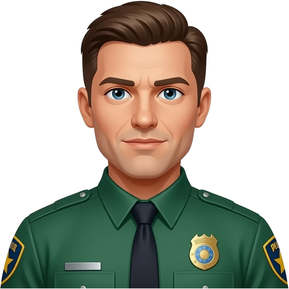 Futuristic Male Cop closeup green emoji