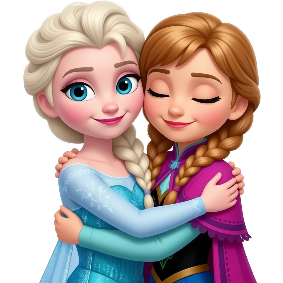 Elsa and Anna hugging each other tightly, both arms wrapped around each ...