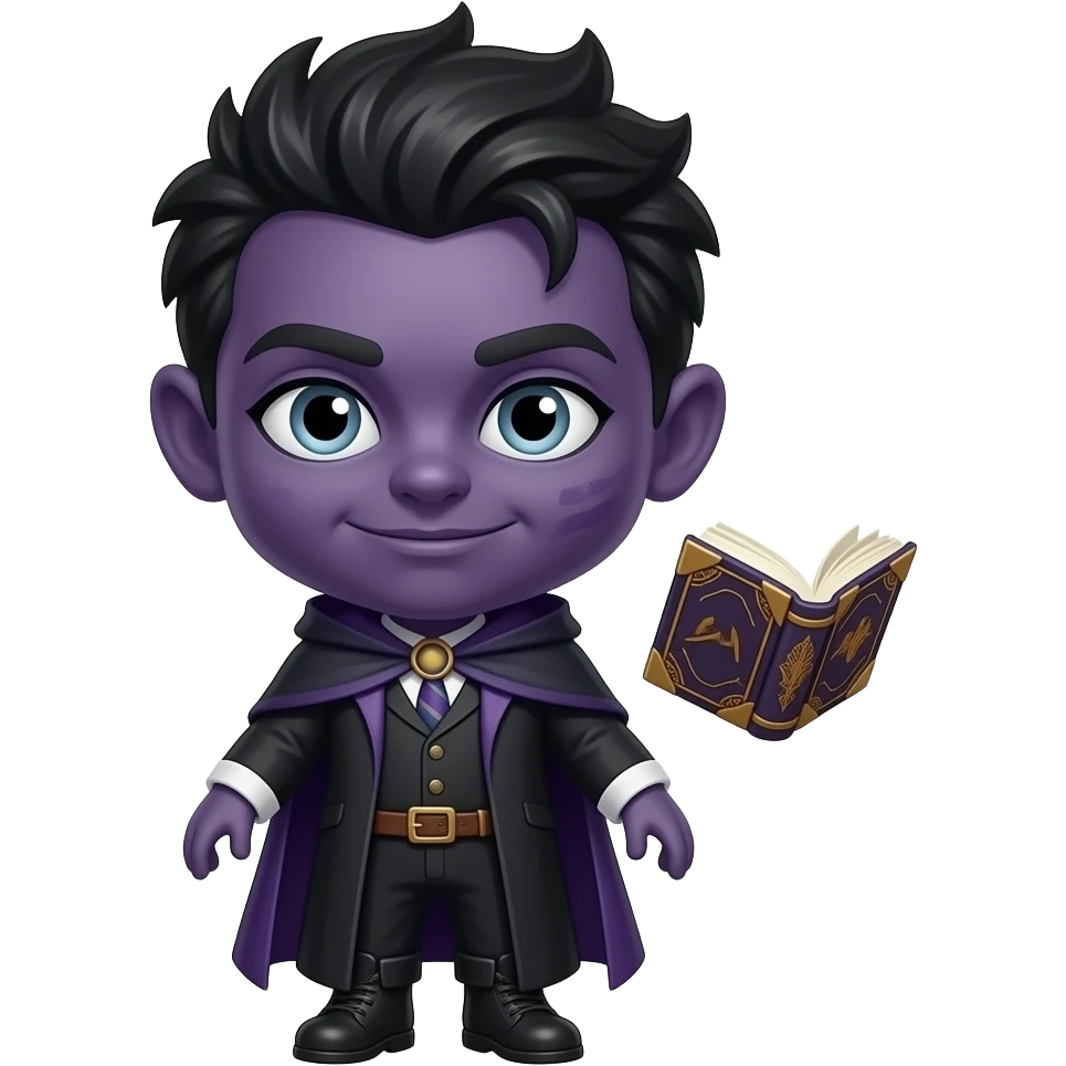 A full body Shadow Book Entity with a big head and small body, dark ...