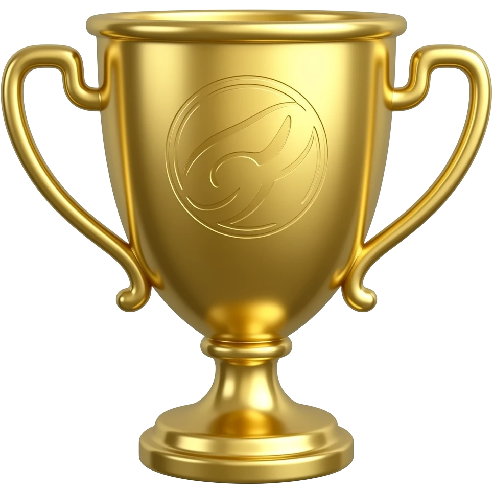 create a gold trophy with a logo view emoji