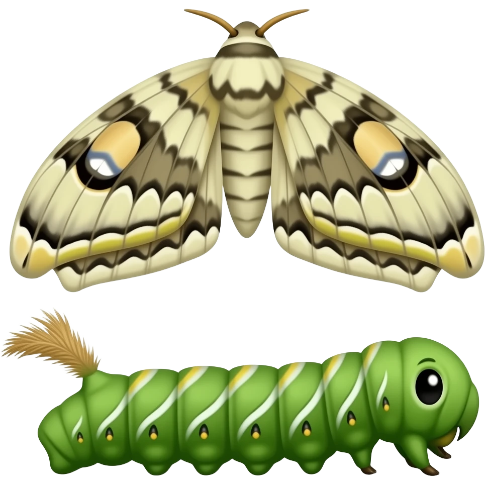 Hornworm turns to hawk moth emoji