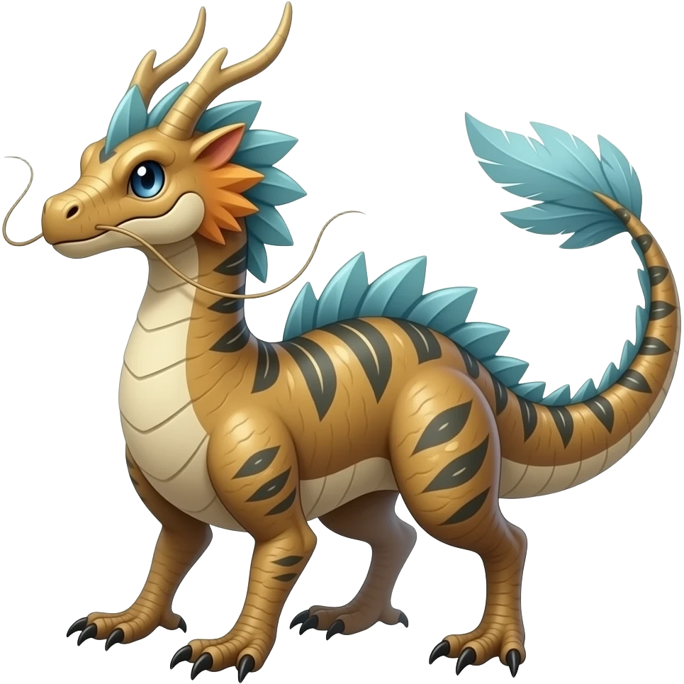 scaly shiny frilled feathery raptorik finned patterned tribal-patterned digitigrade quadrupedal Vaporeon-Salandit-Glaceon-hybrid with long thin dragon whiskers emoji
